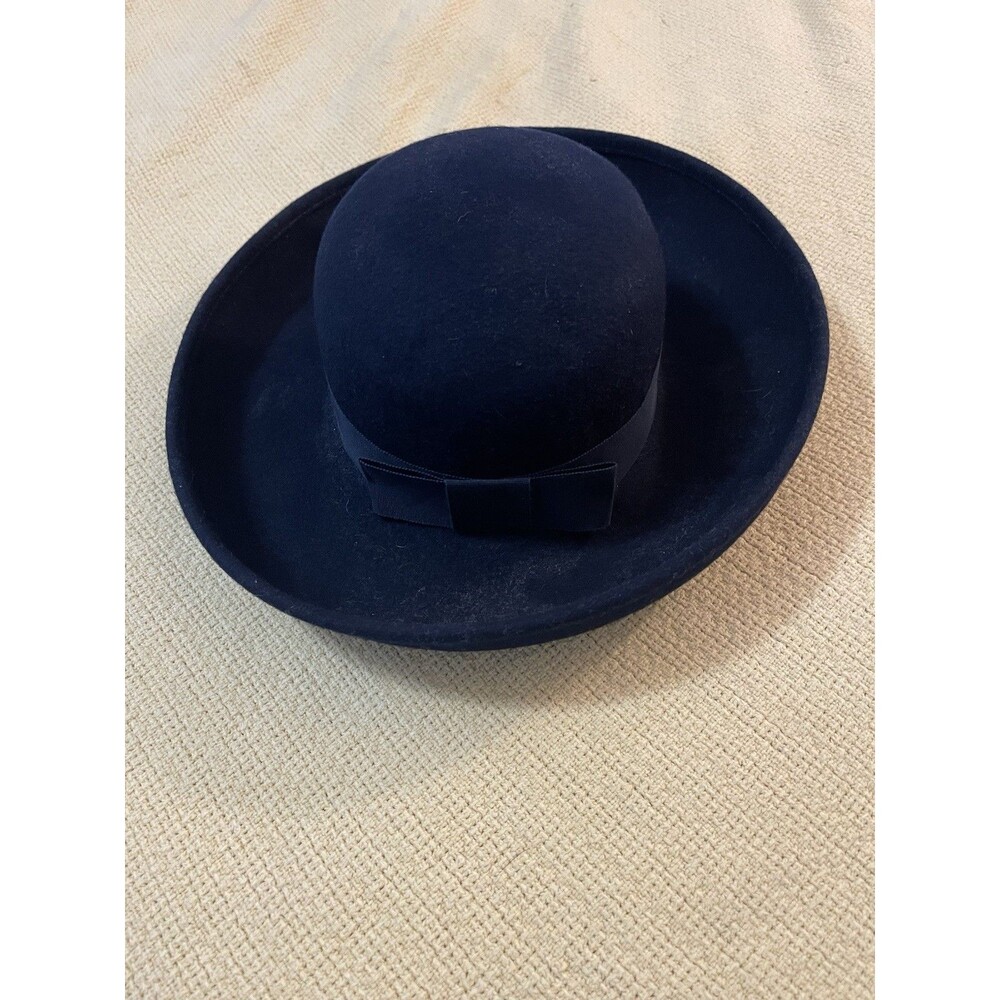 Vintage SONNI SAN FRANCISCO Blue Slate Hat Wool Fashion Diva Wide Brim